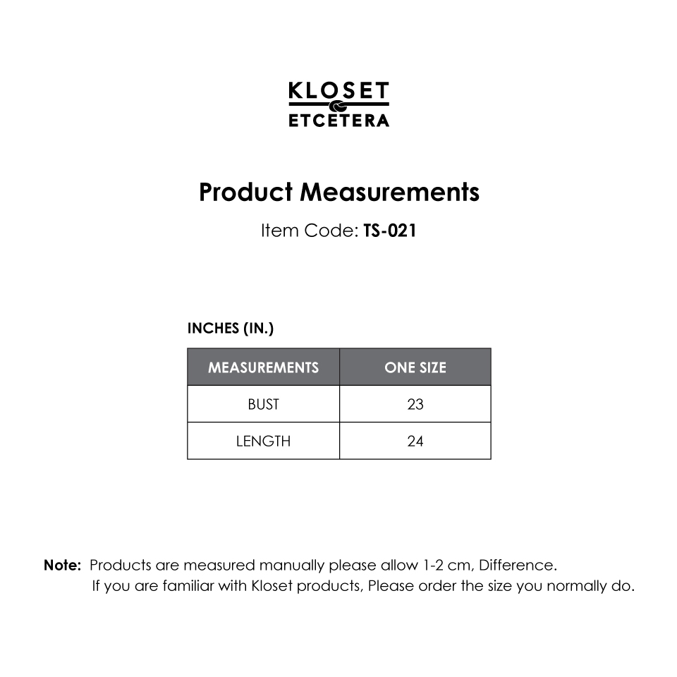 SIZE GUIDE TS 021